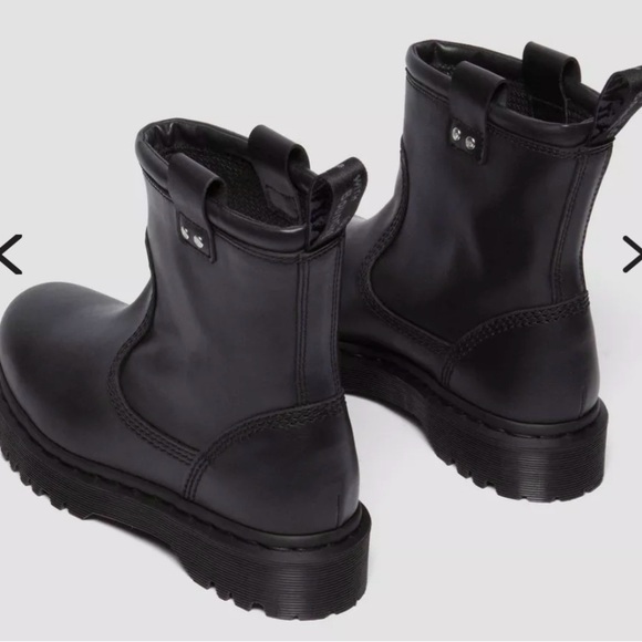 Dr. Martens women’s ankle boots Sz 8 Anistone Lo Leather black bikercore NWOT - Picture 4 of 9
